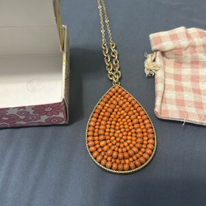 Plunder Avery Necklace Teardrop Orange Beads Pendant Brand New